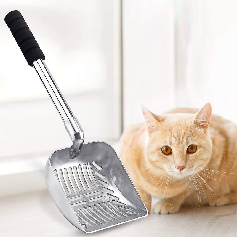 [Australia] - LYCC Cat Litter Scoop with Longer Handle and Soft Grip,Metal Pet Sifter Kitty Cat Scooper Non-Stick Coated with 1 Pcs Hook 