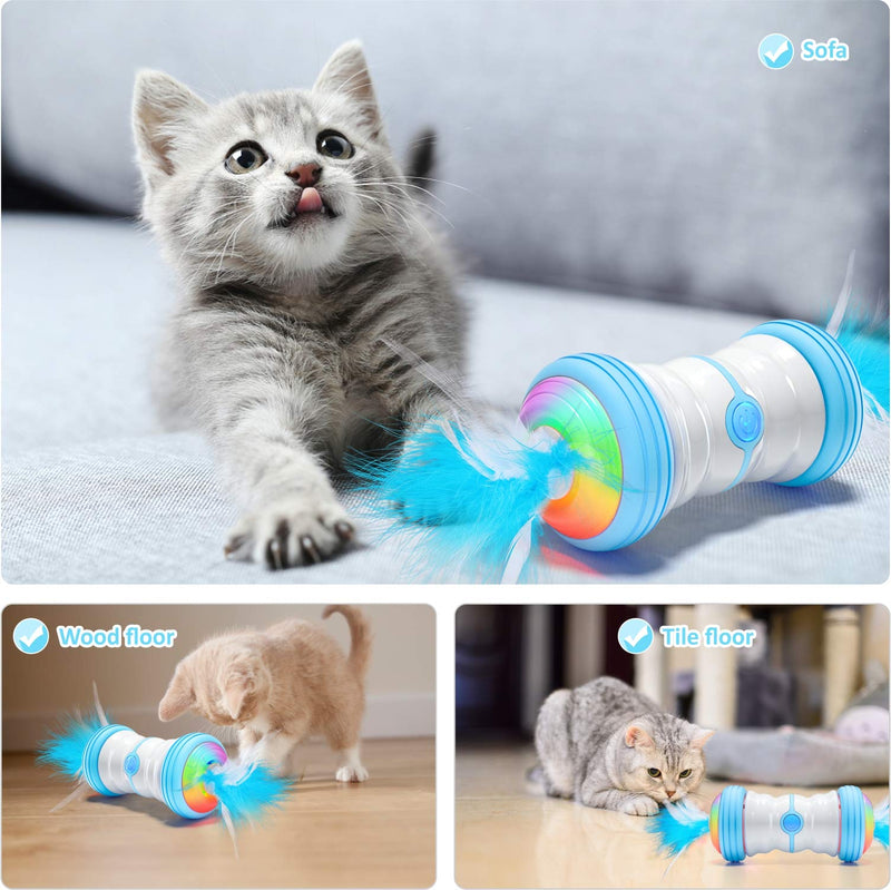 Jionchery Interactive Cat Toys for Indoor Cats Irregular Moving Automatic Toys with Colourful LED Light USB Rechargeable Track Toy for Kitten Puppy - PawsPlanet Australia