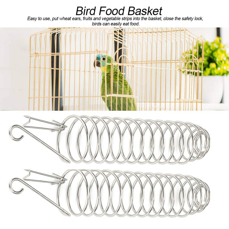 2Pcs Bird Food Basket Stainless Steel Bird Feeder Parrot Fruit Vegetables Millet Wheat Ear Holder for Budgie Parakeet Cockatiel Conure African Grey - PawsPlanet Australia