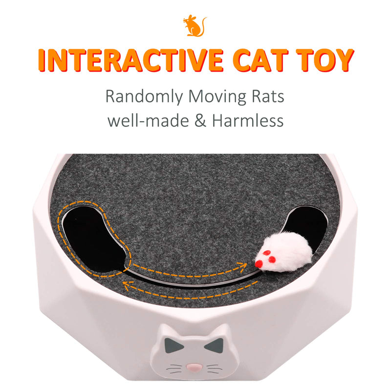 AQluming Interactive Cat Toy with Automatic Running Mice, Catch The Mouse Toy, Electronic Motion Hunting Toy with Scratch Board for Indoor Cats Kitten Play Fun Exercise (White) White - PawsPlanet Australia