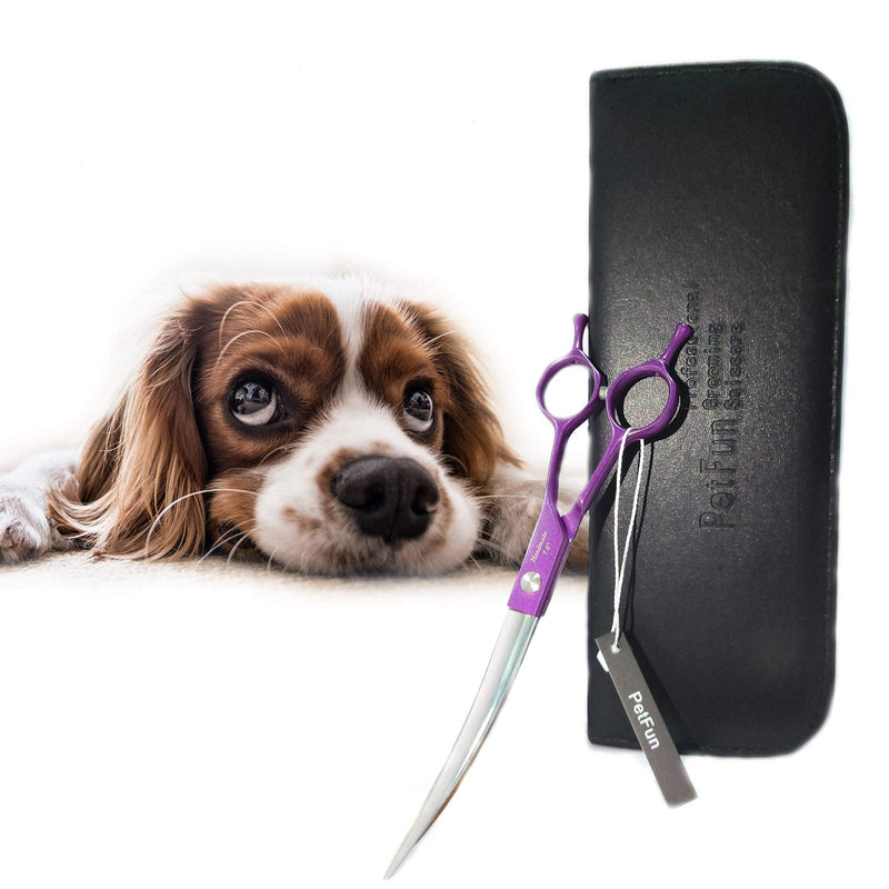 PetFun Dog Grooming Scissors, Pet Grooming Scissors Reversible Curved Scissors Grooming Scissors For Dogs Grooming Shears Tools Lightweight Right Handed 7” - PawsPlanet Australia