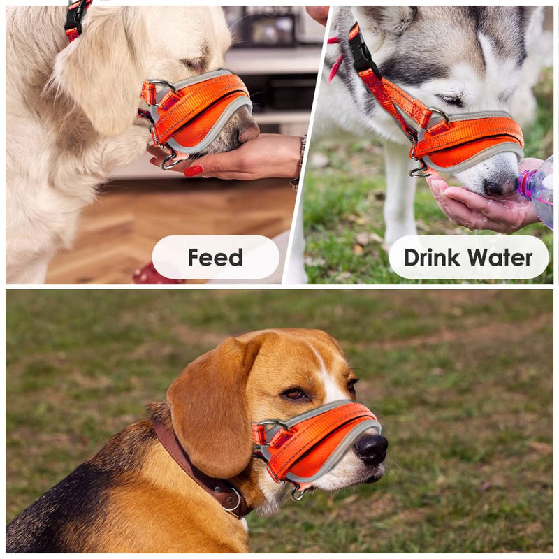 Nasjac Dog Muzzle, Soft Muzzle Medium Dogs to Prevent Biting Anti-Barking Stop Chewing Food Adjustable Dog Mouth Guard, Durable Small Large Dog Muzzles M Orange - PawsPlanet Australia