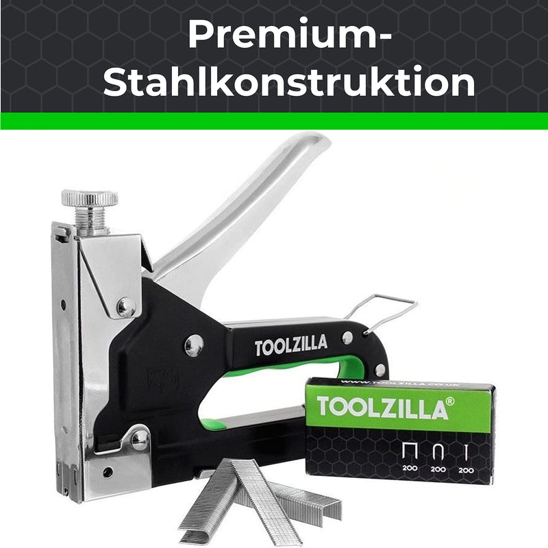 TOOLZILLA hand stapler set for wood and garden, functional and effective tool stapler with staples, powerful stapler gun with adjustable firing force, including 600 staples, 3-in-1 classic - PawsPlanet Australia
