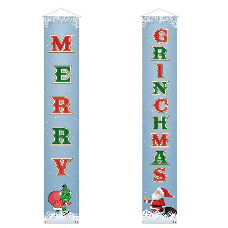 Grinch Christmas Decoration Outdoor Merry Grinchmas Banner Santa Grinch Christmas Xmas Winter Holiday Decor and Supplies for Home Party - PawsPlanet Australia