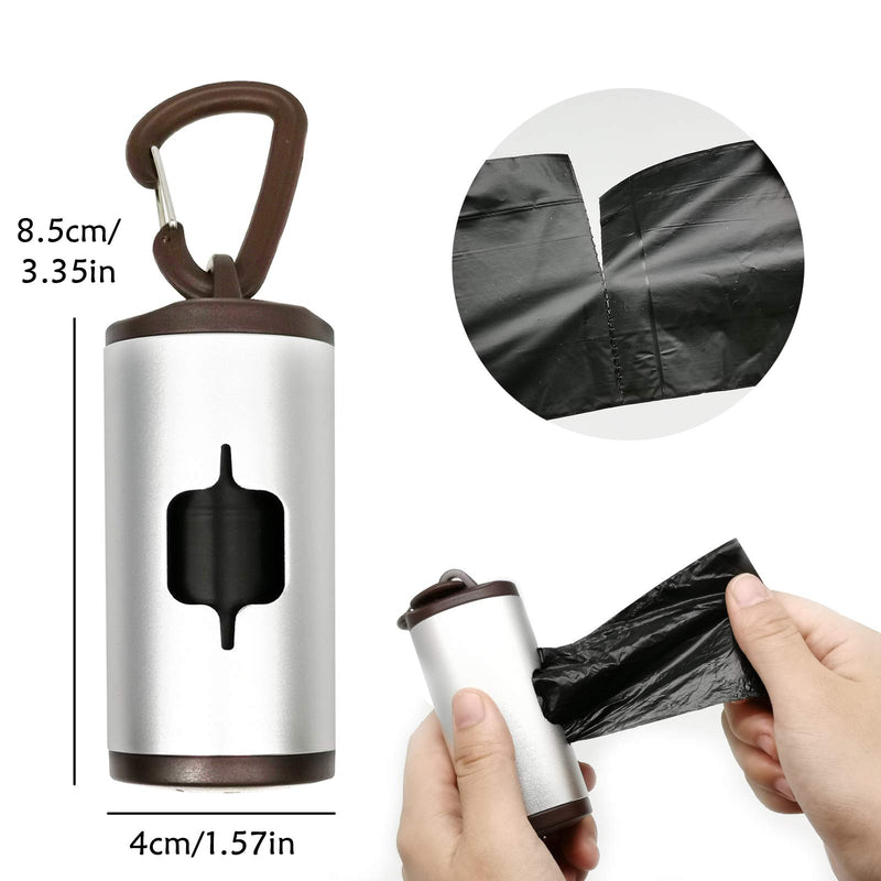 Aluminum Trash Bags Holder with Carabiner for Dog Pickup Bags Dispenser with Elastic Cord for Used Bags Trash Bags Carrier(Silver) Silver - PawsPlanet Australia