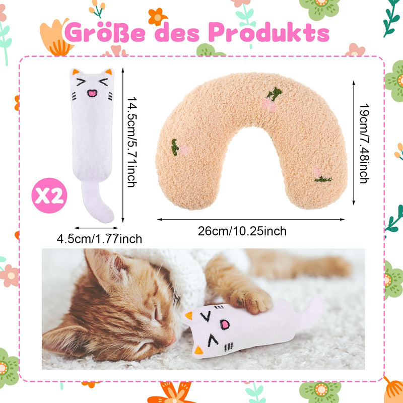 FANTESI 3 pieces half donut cat and dog cushion, catnip cushion, cat toys, catnip, plush cat toy, mouse set, toy cat, cat toys, U-shaped cushion for kittens - PawsPlanet Australia