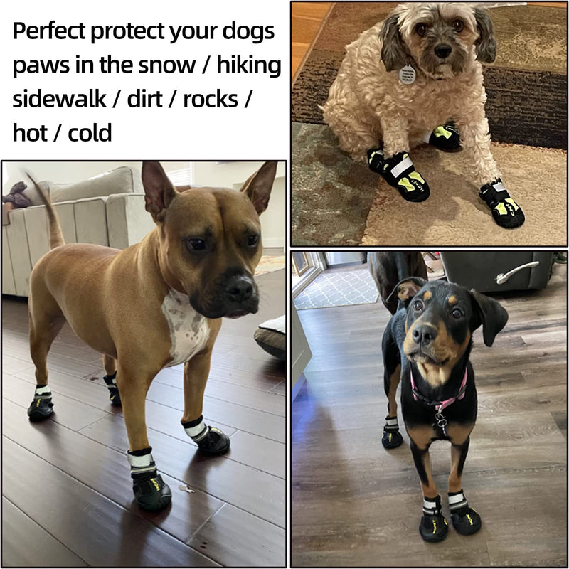 Hcpet Dog Boots Paw Protector, Anti-Slip Dog Shoes with Reflective Straps for Small Medium Large Puppy Booties #1 (width 1.57 inch) for 10-23 lbs Black-Mesh - PawsPlanet Australia