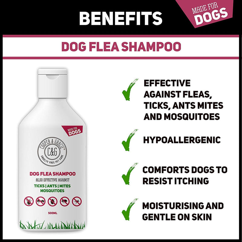 Flea Shampoo For Dogs 500ml - Sensitive Itchy Skin Dog and Puppy Grooming - Medicated Fleas Treatment 500 ml (Pack of 1) - PawsPlanet Australia