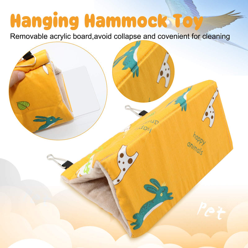 Rypet Winter Warm Bird Nest House - Hanging Hammock Velvet Shed Hut Cage Plush Fluffy Birds Hideaway Sleeping Bed Fuzzy for Parrot Parakeet Cockatiels Budgies Lovebird African Grey Small (Pack of 1) Yellow - PawsPlanet Australia