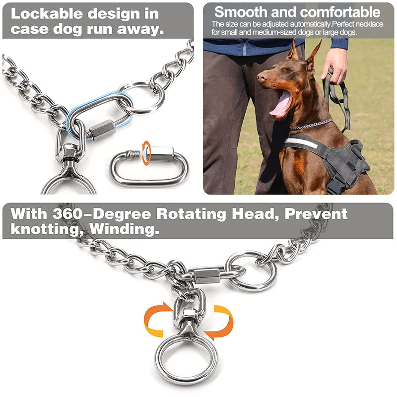 Chain Dog Collar, Stainless Steel Metal Chew Necklace Slip P Chain Collar with Connecting Clasp for Small Medium Large Dogs (A, S) A - PawsPlanet Australia