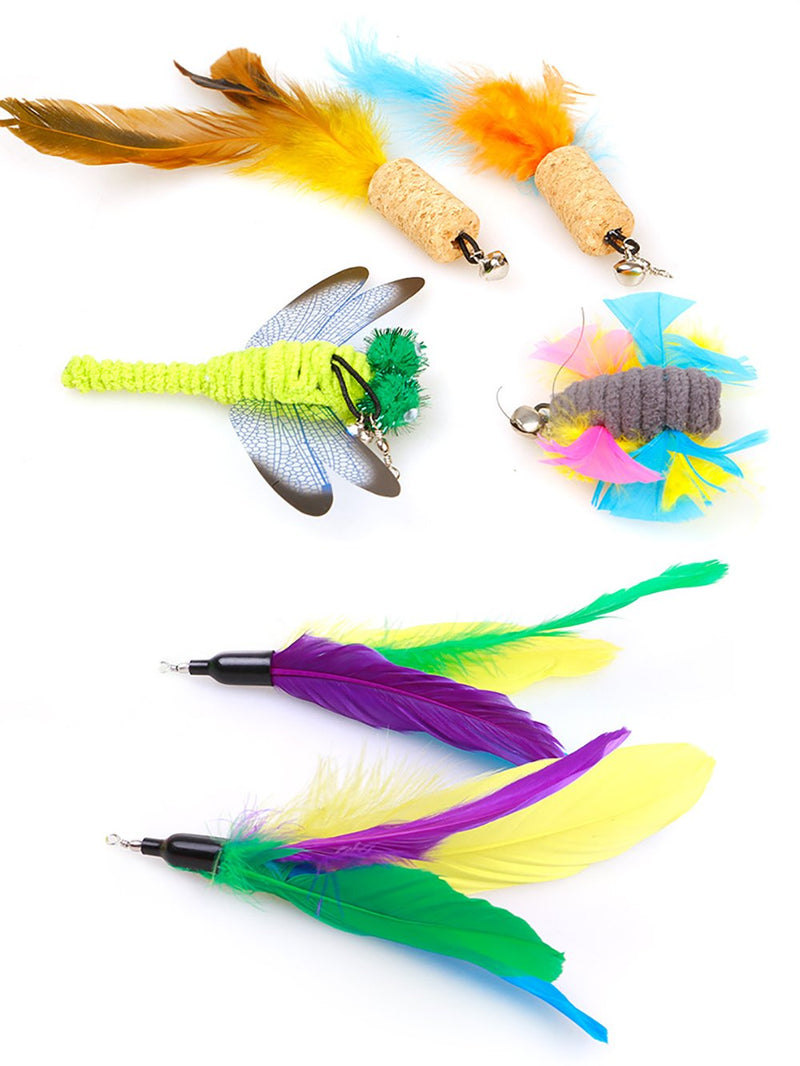 [Australia] - ZoyPet 2,3 Pcs Retractable Cat Toys Interactive Refill Replacement Feather Attachments Pack Furry Tail Butterfly Dragonfly Fish Mouse Caterpillar Birds Feathers for Kitten Cats, 21 Variety Styles CT15 11-Brown Long Feather 2 Pack 