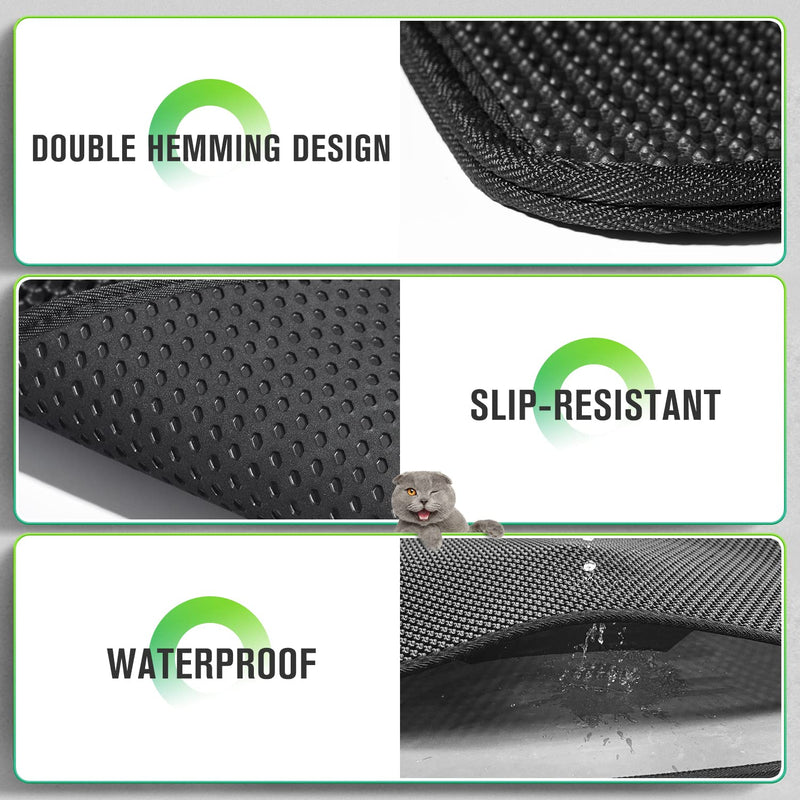 Hompet Durable Cat Litter Box Mat for Floor, Extended Blank Holder, Honeycomb Double Layer Sifting Design, Easy Clean Large Size Kitty Litter Trapping Mats, Waterproof/Urine Litter Catcher Pads 26x23 inch Black - PawsPlanet Australia