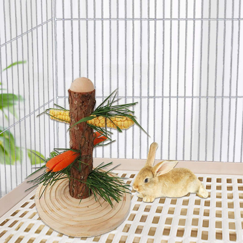 Rabbit Hay Feeder Rack Bunny Wooden Food Manager Grass Holder with Cleaning Set Chewing Toy for Chinchilla Guiniea Pig and Other Small Animal - PawsPlanet Australia