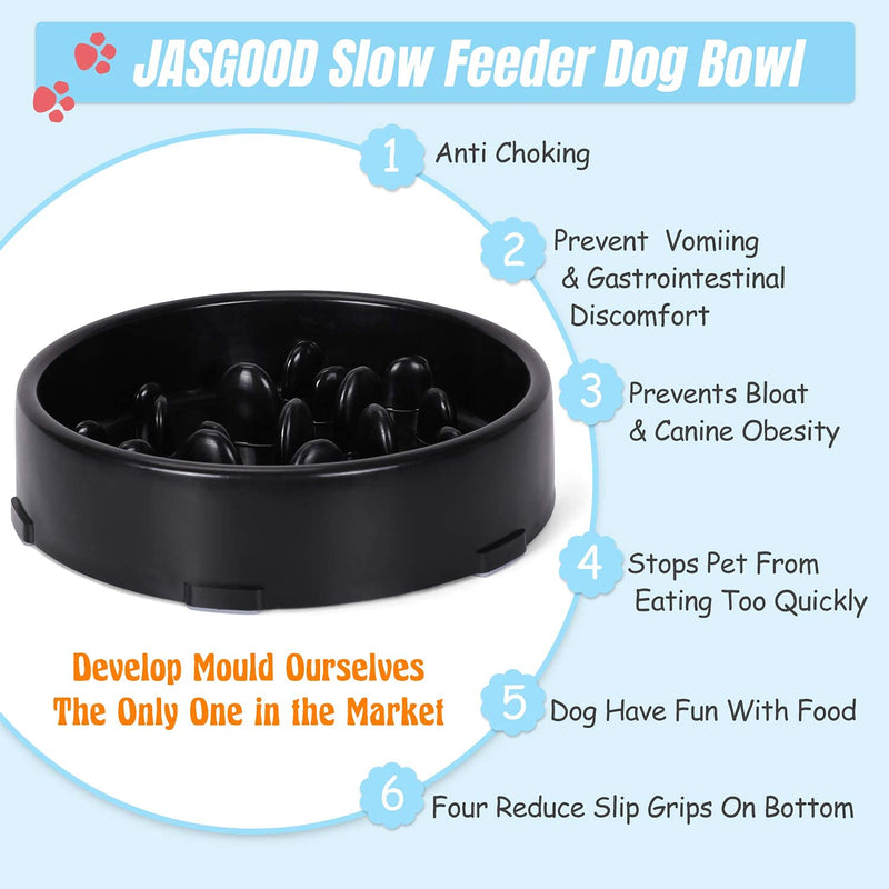 JASGOOD Slow Feeder Dog Bowl for Medium Dogs Slow Feeding Interactive Bloat Stop Dog Bowls A-Black - PawsPlanet Australia