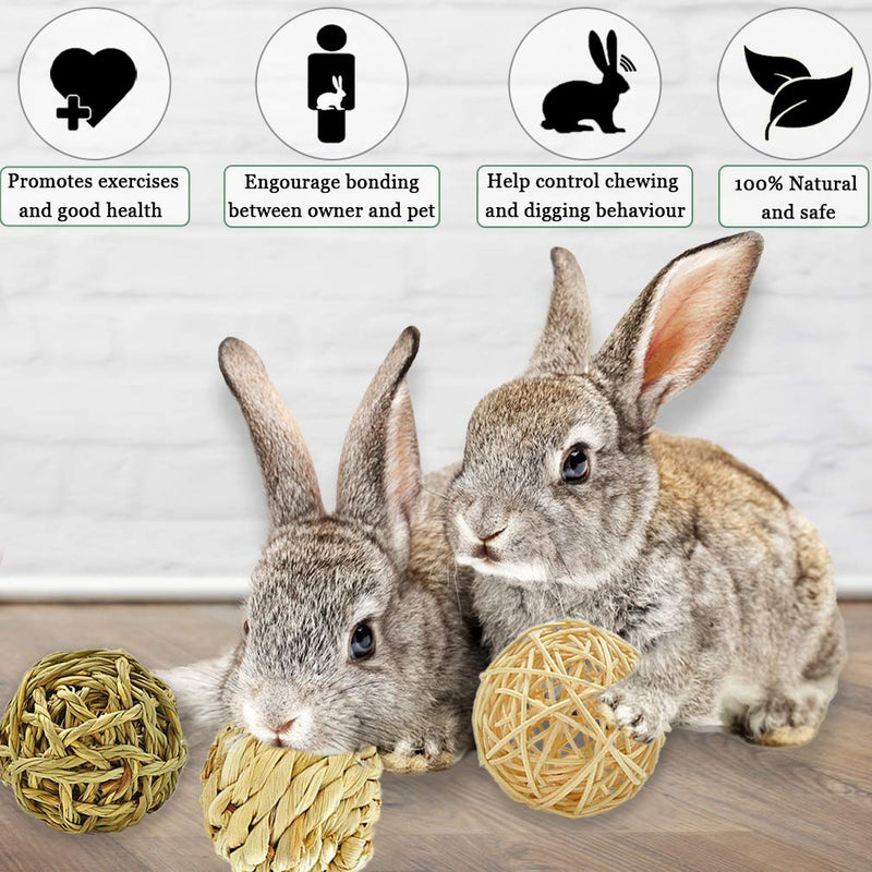 [Australia] - SunGrow Assorted Rabbit Balls, Made from Seagrass, Chewable Teething Activity Toy for Pocket Pets, Healthy for Your Pet’s Gums & Teeth, 3-Pcs 