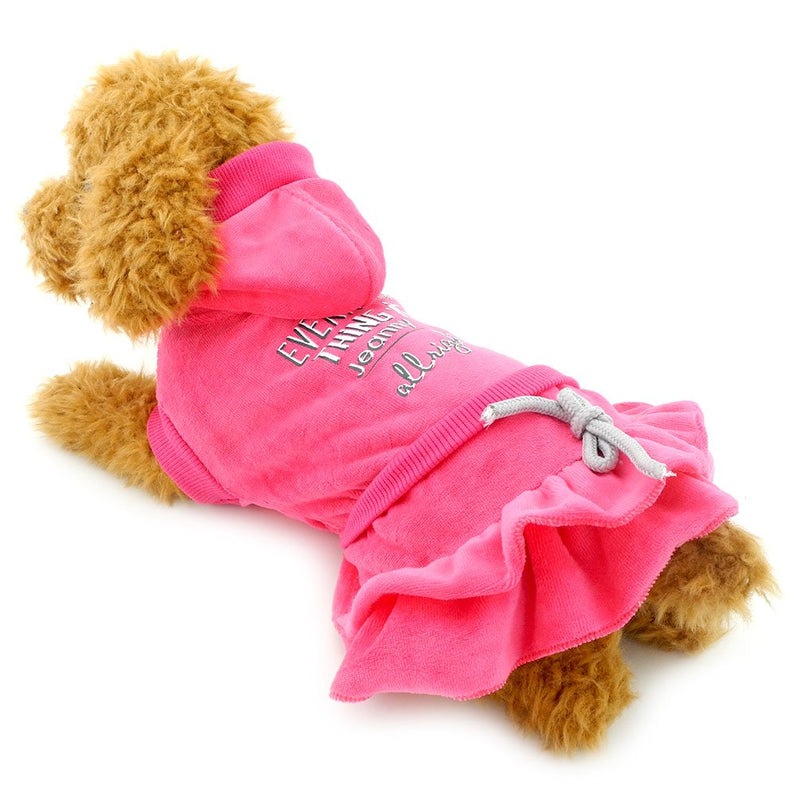 [Australia] - SMALLLEE_Lucky_Store XY000316-gray-L Pleated Tiered Dog Princess Dress Hoodies Ribbed Outfits Pink L 