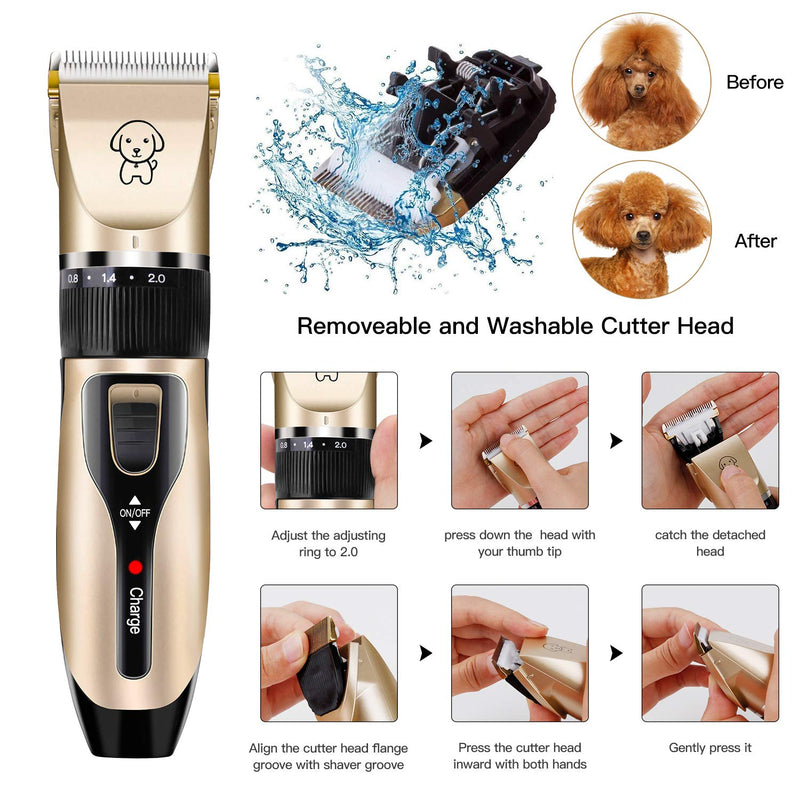 DJROLL Dog Clippers, Electric Pet Grooming Clippers, Pets Hair Trimmers Shaver, Professional Dog Cats Grooming Clippers Kit (with 4 Comb/Scissors/Nail File/Claw/Hair Clippers) - PawsPlanet Australia