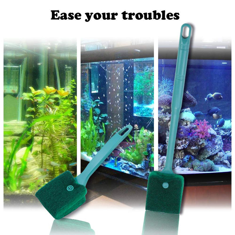 Fireboomoon 4 Pack Double-Sided Aquarium Fish Tank Algae Sponge Cleaning Brush Scraper Scrubber with Handle for Glass Aquariums Fish Tank,Home,Kitchen(Two Size,15.8" and 9.1") - PawsPlanet Australia