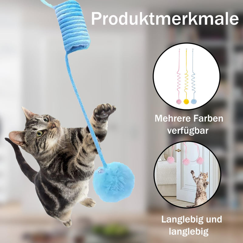 Pack of 4 cat toys for self-employment, cat toy door frame, interactive cat toy with spring, cat toy door hanging, bouncing retractable for cat exercise and against boredom - PawsPlanet Australia