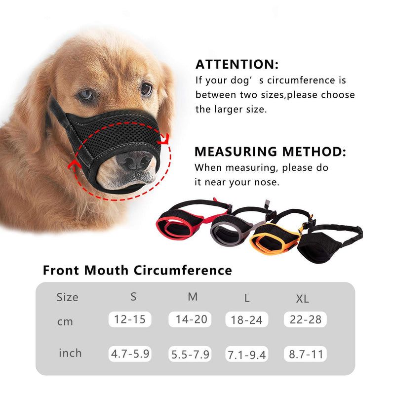 REENUO Dog Muzzles Mesh Breathable Nylon Adjustable Loop Dog Training Muzzle for Small Medium Large Dogs (L, black) L - PawsPlanet Australia