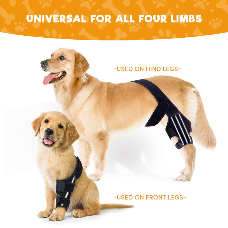 BENCMATE Adjustable Dog Knee Brace, Universal Designed for All Four Limbs, Dog ACL Hind Leg Brace, Dog CCL Brace, Support with Cruciate Ligament Injury, Joint Pain and Muscle Sore (Black, Large) Large (THIGH c. 10.6"-15.4"/LEG ht. 7.9"-11") - PawsPlanet Australia