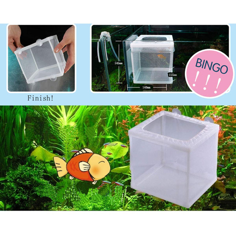 COMOK White Nylon Mesh Fish Fry Hatchery Breeder Box Separation Net w Suction Cups 2Pcs - PawsPlanet Australia