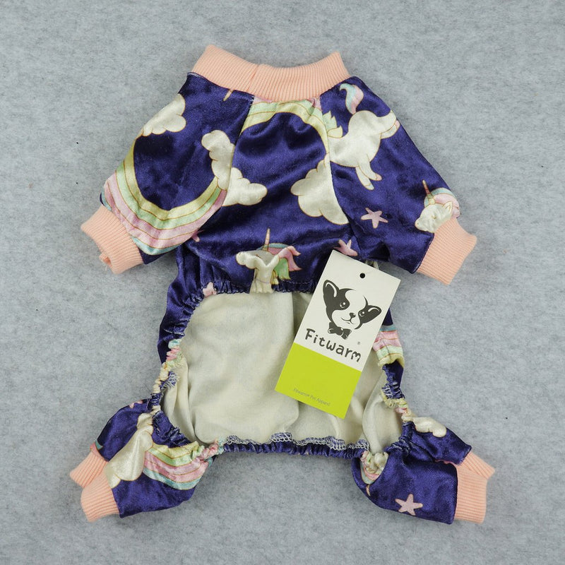 [Australia] - Fitwarm Fairy Unicorn Dog Pajamas Pet Clothes Jumpsuit PJS Apparel Soft Velvet Purple XS 