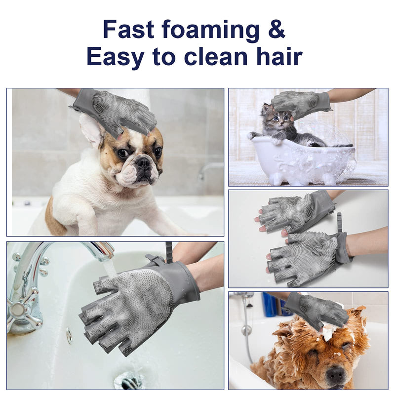 Magic Pet Bath Gloves Brush ,Perfect Dog &Cat Brush ,Pet Double-sided Bathe Shampoo Brush Gloves ,Heat Silicone Body Bathing Gloves for Animal (2 Pack) - PawsPlanet Australia