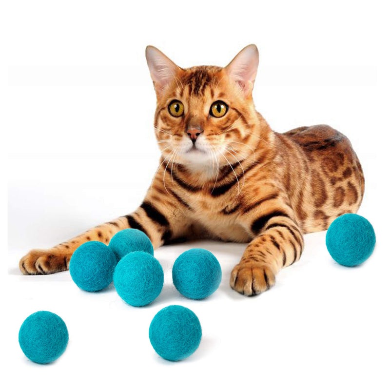 [Australia] - MEOWFIA Wool Ball Toys - 6-Pack 1,5 INCHES AQUA 