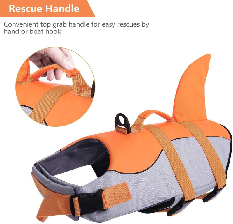 CITÉTOILE Dog Life Jackets, Ripstop Pet Floatation Life Vest for Small, Middle, Large Size Dogs, Dog Lifesaver Preserver Swimsuit for Water Safety at The Pool, Beach, Boating?Orange XS X-Small Orange - PawsPlanet Australia