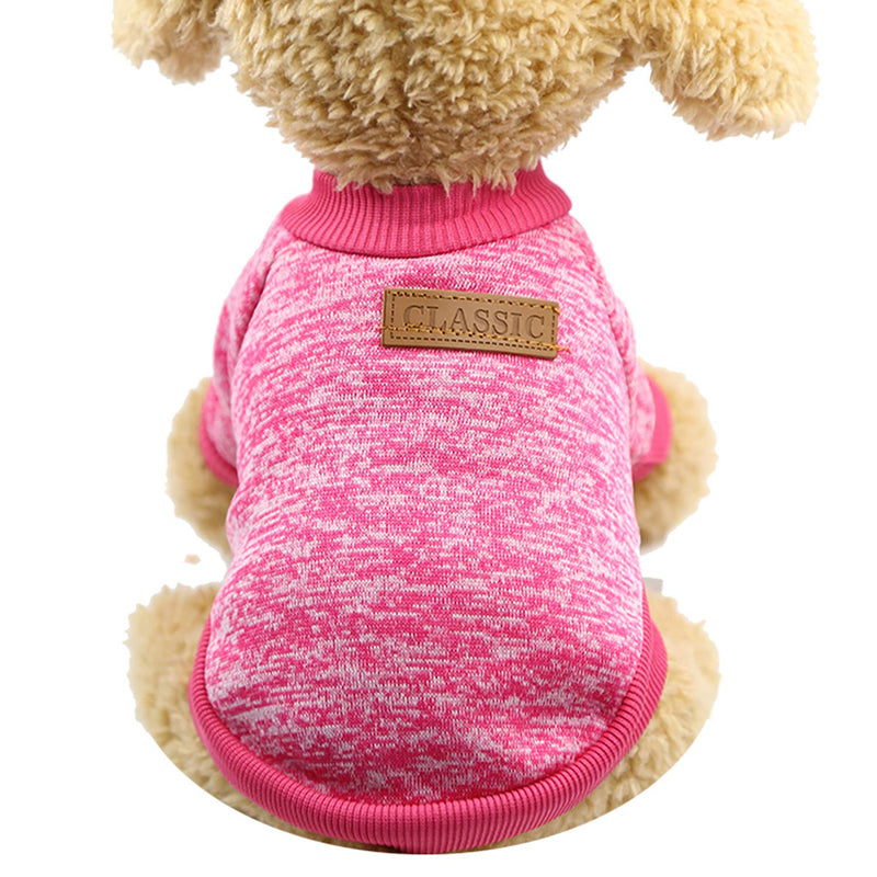 [Australia] - SATINIOR 2 Pieces Pet Clothing Winter Puppy Classic Warm Coat Winter Puppy Sweater Puppy Knitwear Clothes (S, Rosy Red, Pink) 