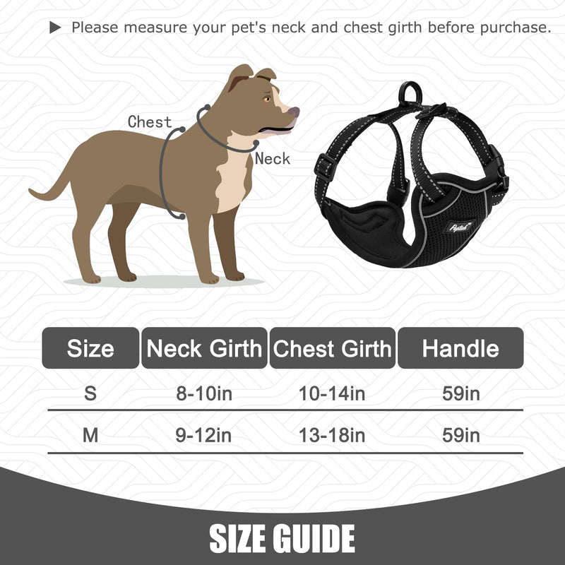 PUPTECK Breathable Dog Harness and Leash Set - Walking Escape Proof Mesh Vest Harness, Easily Fixed Buckle, Soft Webbing and Ergonomic Handle for Small Medium Puppies Black - PawsPlanet Australia