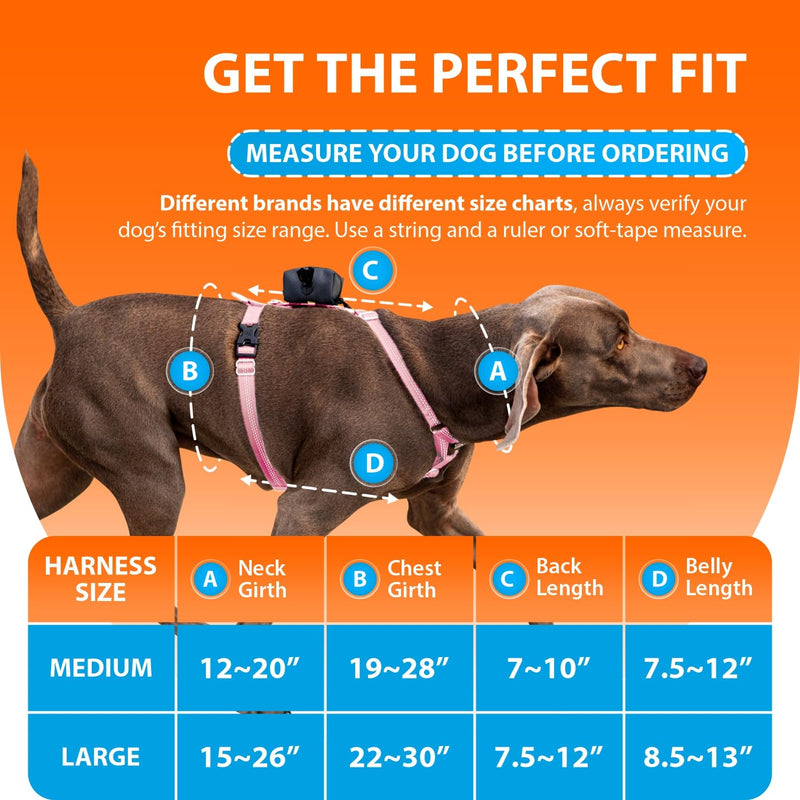 SparklyPets No Pull Dog Harness for Medium & Large Breeds – Easy Walk Harness with Poop Bag Holder – Adjustable Dog Halter for All Body Types (Light Pink, Medium) Light Pink - PawsPlanet Australia
