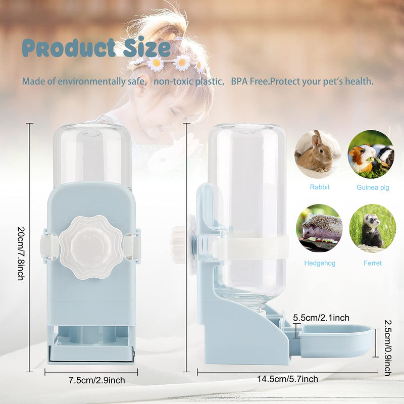 Rypet Rabbit Water Bottle No Drip - 17oz Hanging Water Fountain Automatic Dispenser Pet Cage Water Feeder for Bunny Chinchilla Guinea Pig Hedgehog Ferret Blue - PawsPlanet Australia