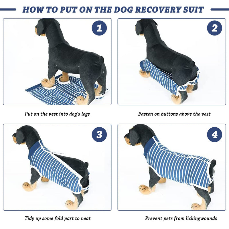 Surgical Recovery Suit, Dog Surgical Suit, Healing Suits Dogs Pet Anti-Licking Breathable Surgical Suit, Cone E-Collar Alternatives (M, Stripe Blue) - PawsPlanet Australia