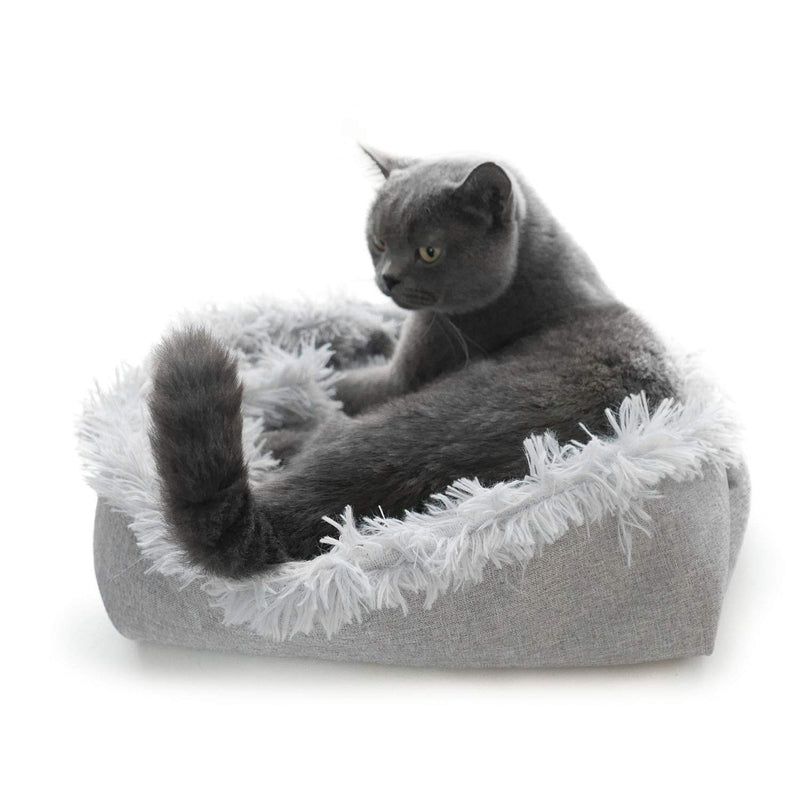 Cat Beds for Indoor Cats Warm Cat Bed,Cat and Dog Calming Indoor Cushion Bed with Non-Slip Bottom for Improved Sleep,Machine Washable Warm Cave Soft Sofa 2-in-1 Pet Beds for Puppy and Kitties(Grey) Grey - PawsPlanet Australia