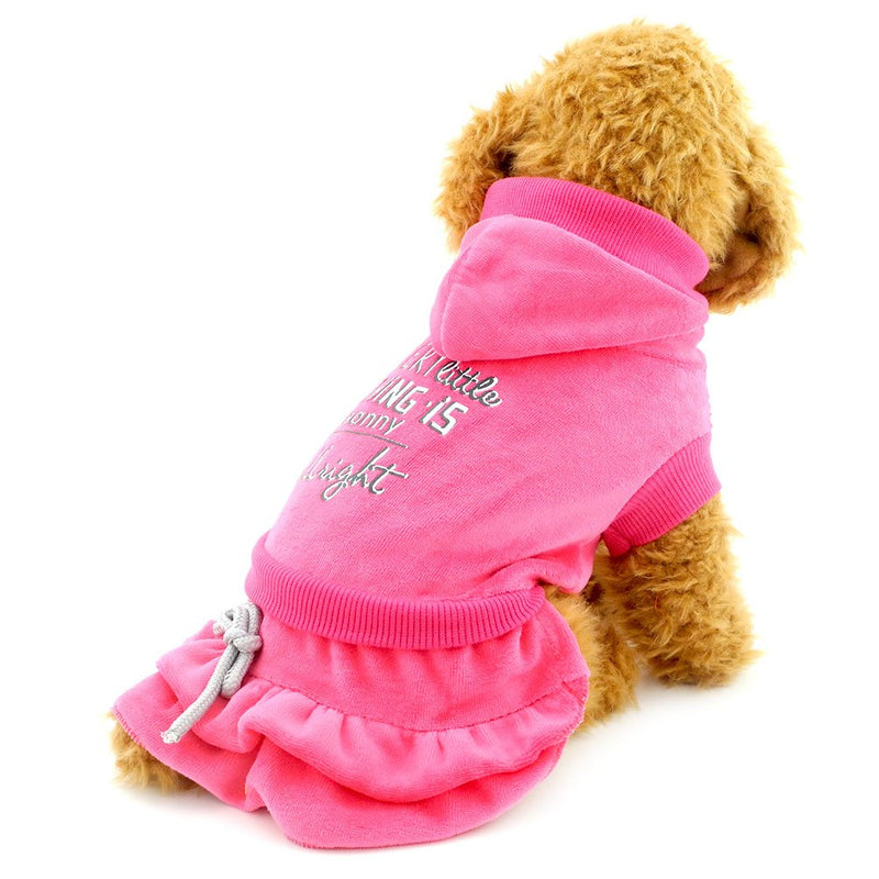 [Australia] - SMALLLEE_Lucky_Store XY000316-gray-L Pleated Tiered Dog Princess Dress Hoodies Ribbed Outfits Pink L 