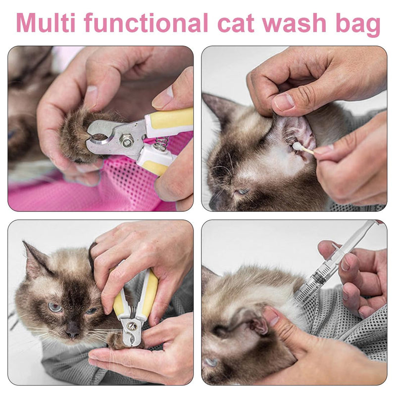 KGDUYC Cat Claw Care, Pet Cat Wash Bag, Cat Bath Anti-bite and Anti-scratch Special Bath Bag, Pet Nail Clipper, 2 Piece Set - PawsPlanet Australia