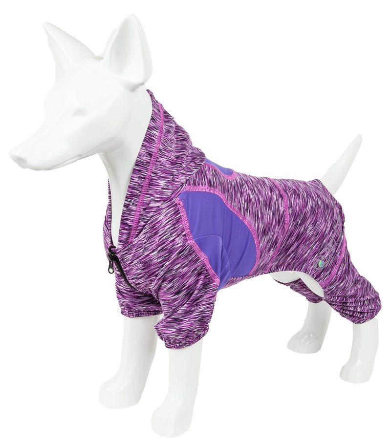 [Australia] - Pet Life Active 'Downward Dog' Heathered Performance 4-Way Stretch Two-Toned Full Body Warm Up Hoodie X-Large Purple 