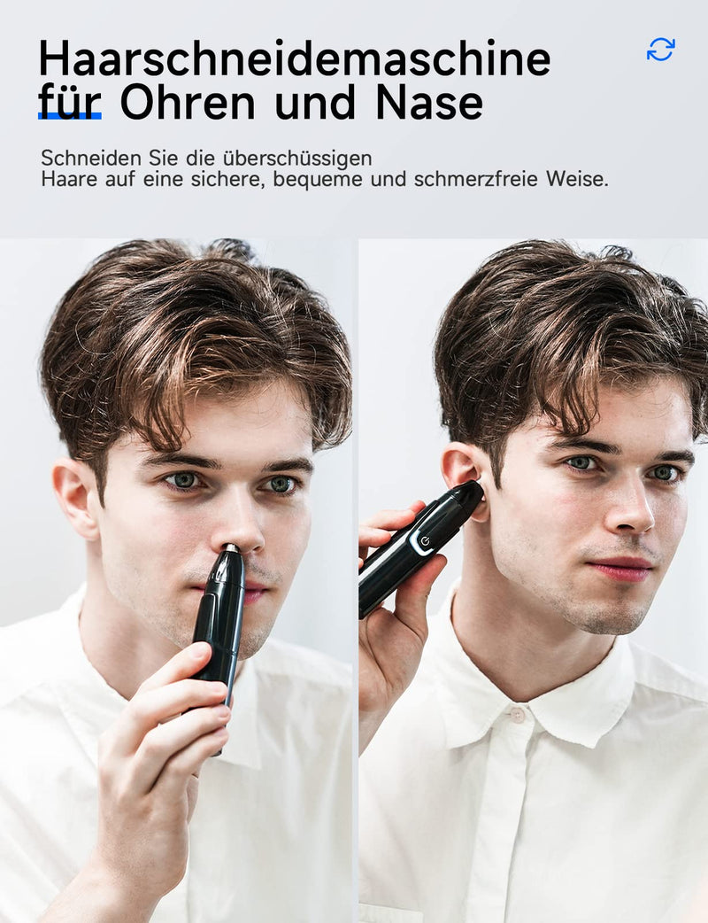USB Rechargeable Nose Hair Trimmer, Professional Pain-Free Nose Hair Trimmer, Ear Hair Trimmer with Super Quiet Technology, Double Cutting Blades, IPX7 Waterproof for Men and Women Black - PawsPlanet Australia