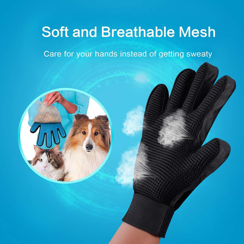 TuoDing Pet Glove Grooming Brush Deshedding gloves 【2020 Upgrade Version】Pet Grooming Gloves Brush for Long Short Fur Dogs Cats Rabbits Horses and More blue - PawsPlanet Australia