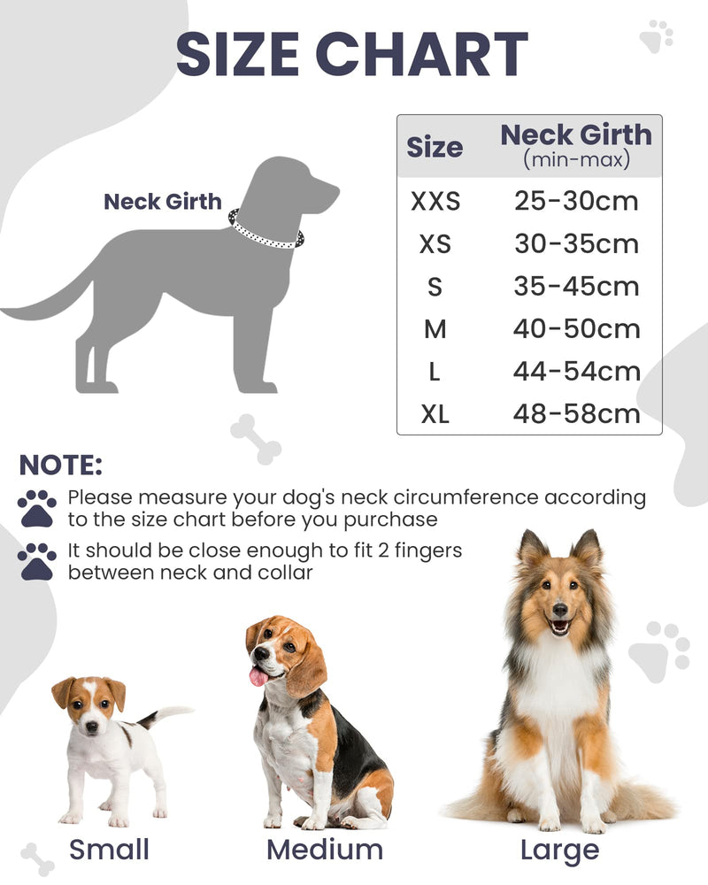 PETTOM Dog Collar Adjustable Nylon Dog Collar Breathable Reflective Collar (Black S) Black - PawsPlanet Australia