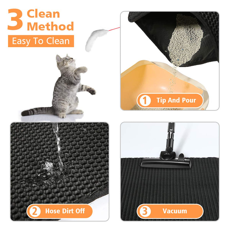 Focuspet Cat litter mat, 24" X 18" litter tray mat honeycomb design litter mat waterproof double layer cat litter tray mat feather toy - PawsPlanet Australia