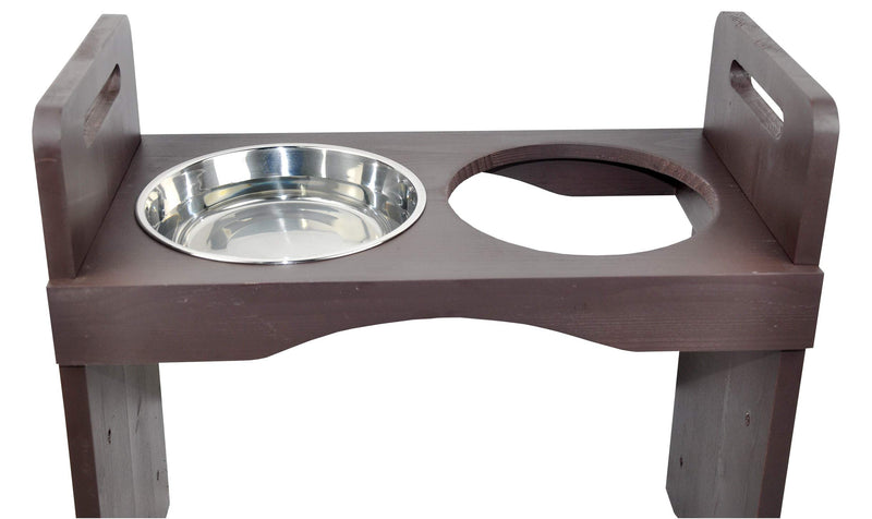 Eitida Raised Pet Bowls with 3 Adjustable Heights and 2 Stainless Steel Bowls,Waterproof Pad for Cats and Dogs,Suitable for Small Medium Large Dogs or Cats.Dark Brown Dark Brown - PawsPlanet Australia