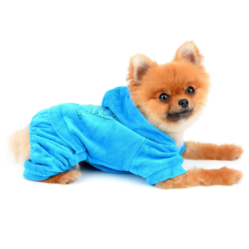 SMALLLEE_LUCKY_STORE pet Jumpsuit,pet Pajamas,pet Outfits,pet Suit,pet Hoodie,Girl Dog Clothes XS(Chest:11.5" Back:7.5", fit 2-3lbs) Blue - PawsPlanet Australia