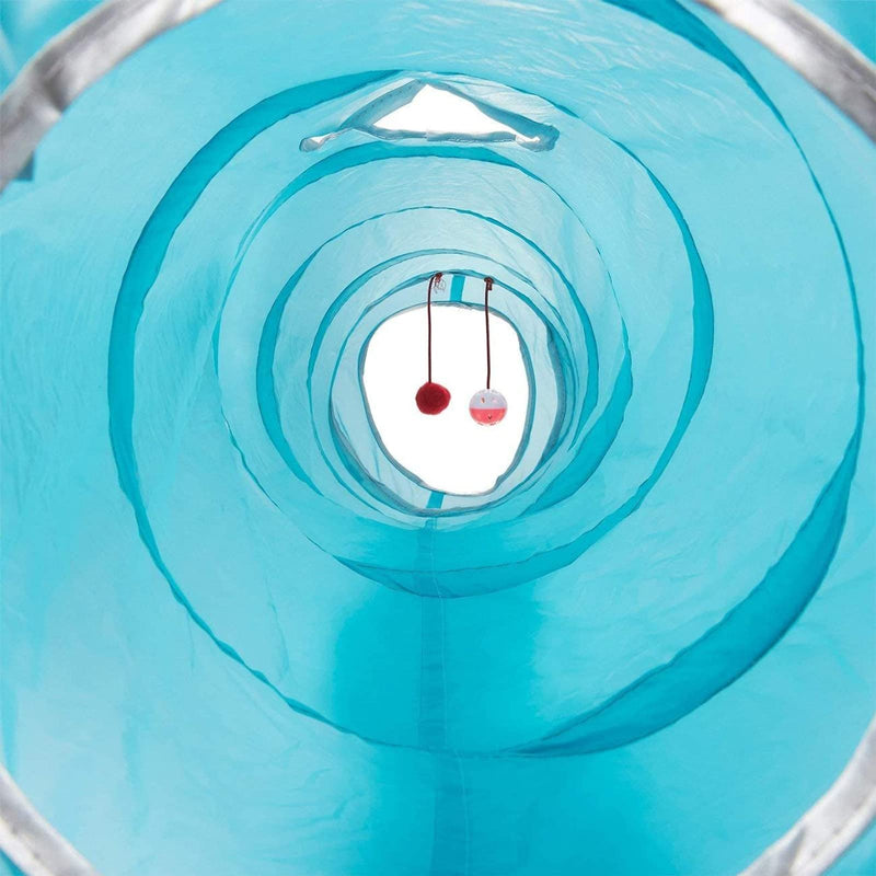 Juvale Pet Agility Play Tunnel Tube - Pet Training Toy for Small Pets, Dogs, Cats, Rabbits (Teal) - 119 x 24.8 cm - PawsPlanet Australia