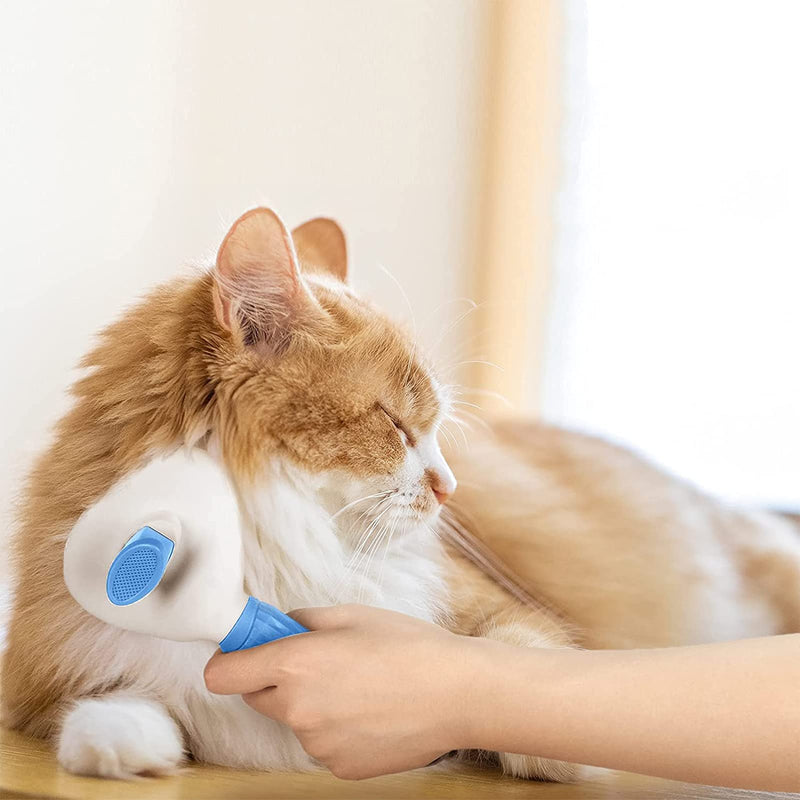 Dog Brush Cat Brush Grooming Comb,Self Cleaning Cat Dog Slicker Brushes with Smooth handle,Pet Grooming Tool with Cleaning Button for Cat Dog Shedding Tools Cat Dog Massage Clean Tangled Brush (Blue) Blue - PawsPlanet Australia