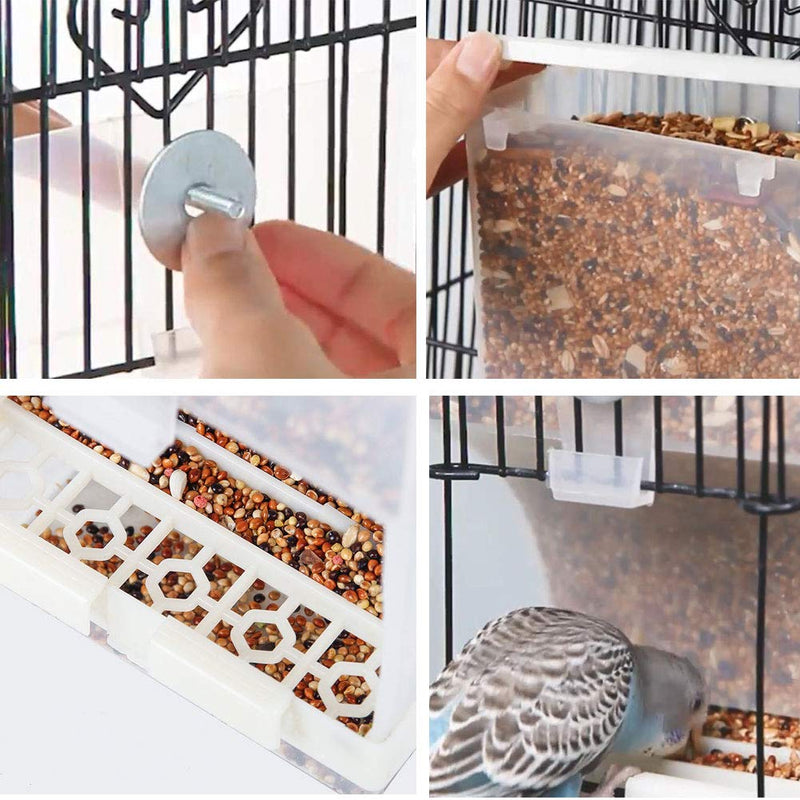 [Australia] - Old Tjikko Parrot Automatic Feeder,No-Mess Bird Feeder,Cage Accessories for Budgerigar Canary Cockatiel Finch Parakeet Seed Food Container 2pc Screw-Fixed Bird Feeder 