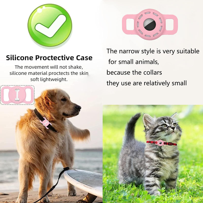 Airtag Cat Collar Holder Compatible with Apple Air Tag ,Small Animals Pets Anti-Lost Pet Collar Id Tags for Air Tags ,Anti Scratch Cat GPS Tags,Silicone Case for Cats Collar Finder Tracker Locator Avocado Green/Red/Glow Blue - PawsPlanet Australia
