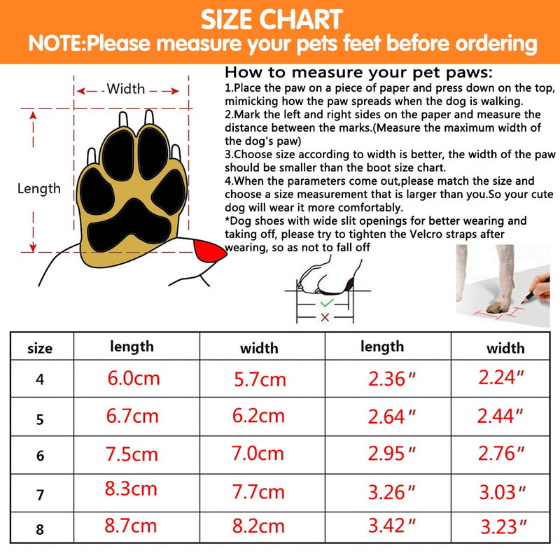 PG.KINWANG Dog Boots Waterproof Shoes for Medium to Large Dogs with Reflective Velcro Rugged Anti-Slip Sole Pet Paw Protectors Labrador Husky Black 4 Pcs Size 6: 2.9''x2.5'' - PawsPlanet Australia